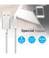 1m Micro USB Kabel - Gevlochten Nylon, Zilver, Platinum Serie