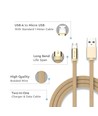 MicroUSB-kabel 1m messingkleurig - Katoen, MicroUSB naar USB-A