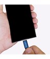 1m Micro USB kabel, 2.4A - Blauw, Ruby Series, katoen gevlochten, snelladen