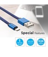 1m Micro USB kabel, 2.4A - Blauw, Ruby Series, katoen gevlochten, snelladen