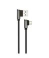 1m Micro USB kabel L-Type, 2.4A - Black Diamond Series, zwart, geweven katoen