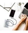 1m Micro USB kabel L-Type, 2.4A - Black Diamond Series, zwart, geweven katoen