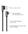 1m Micro USB kabel L-Type, 2.4A - Black Diamond Series, zwart, geweven katoen