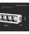 20W LED inbouwspot met Samsung chip, RA90 - 12°, 5700K, Gat: 20x4,5 cm, Afm: 20,7x5,4 cm