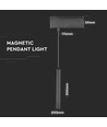 15W magnetische pendel railspot, 24V - 4000K, IP20, zwart, 36 graden, magnetische lineaire pendel