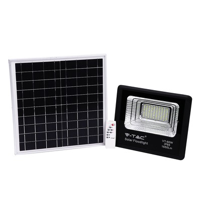 20W zonne-energie LED breedstraler - 1650lm, IP65, 6000K, zwart, incl. zonnepaneel en afstandsbediening