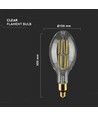 E27 24W LED ED120 filament lamp - 160lm/W, 4000lm, helder glas, 6400K, Ø12cm, hoogte 30cm
