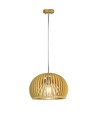 E27 pendellamp van hout, rond - Ø33cm, oosters design, houten kap en rozet, zonder lichtbron