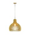 Ø45cm Houten pendellamp - Kegelvormig design, chroom details, E27 fitting, zonder lichtbron