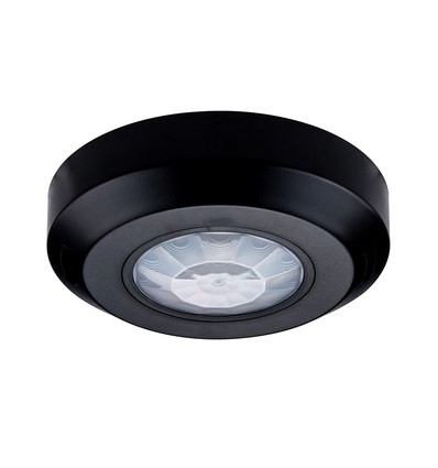 360° PIR infrarood plafondsensor - Zwart, opbouw, max 200W LED, IP20, bereik 8m