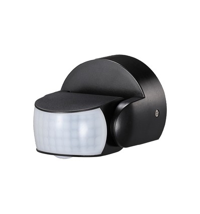 Infrarood bewegingssensor - IP65 buiten, zwart, 180°/360° detectie, max 600W LED