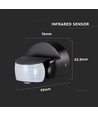 Infrarood bewegingssensor - IP65 buiten, zwart, 180°/360° detectie, max 600W LED