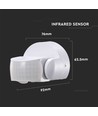 Infrarood bewegingssensor, wit - IP65, 180°/360°, max 600W LED, bereik 12m, buiten/binnen
