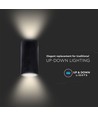 GU10 betonnen wandlamp met up/down licht - Rond, donkergrijs, IP20 binnen, zonder lichtbron
