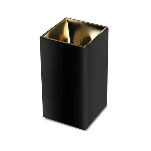 GU10 vierkante opbouwspot - Zwart/Goud, IP20, 7,4 x 7,4 x 14cm