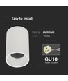 Witte GU10 opbouwspot - Ø70x107mm, aluminium, IP20 binnenshuis, zonder lichtbron