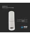 GU10 opbouwspot - Wit, Ø5,95cm, hoogte 19,7cm, IP20 binnenshuis, zonder lichtbron