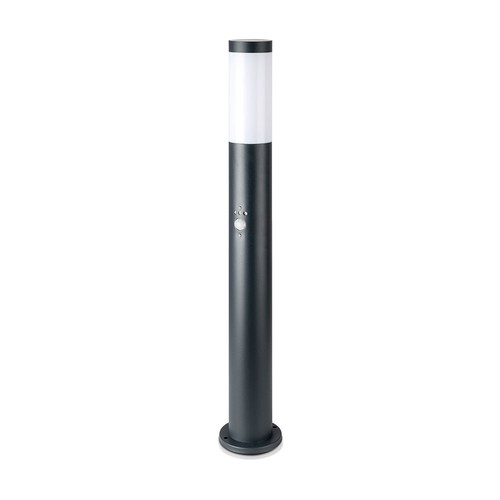 80cm tuinlamp met sensor - Grijs, roestvrij staal, E27, bolderarmatuur, IP44 buiten, PIR bewegingssensor