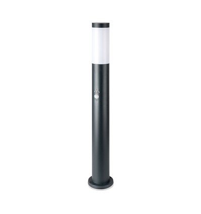 80cm tuinlamp met sensor - Grijs, roestvrij staal, E27, bolderarmatuur, IP44 buiten, PIR bewegingssensor