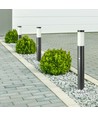 80cm tuinlamp met sensor - Grijs, roestvrij staal, E27, bolderarmatuur, IP44 buiten, PIR bewegingssensor