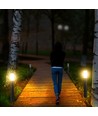 80cm tuinlamp met sensor - Grijs, roestvrij staal, E27, bolderarmatuur, IP44 buiten, PIR bewegingssensor
