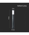 80cm tuinlamp met sensor - Grijs, roestvrij staal, E27, bolderarmatuur, IP44 buiten, PIR bewegingssensor