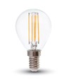 E14 6W LED kogellamp - P45, filament, helder glas