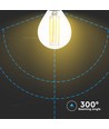 E14 6W LED kogellamp - P45, filament, helder glas