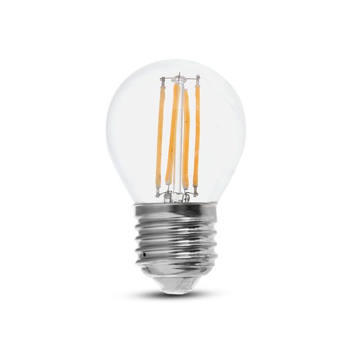 E27 6W LED kogellamp - G45, filament, helder glas, 133lm/W, vervangt 60W