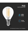 E14 6W LED kogellamp - P45, filament, helder glas, 130lm/W, warm wit, vervangt 60W