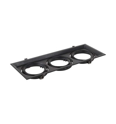 Drievoudige AR111 inbouwspot - Zwart, aluminium, 47,5x17,4 cm, zonder lichtbron