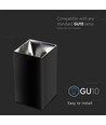 GU10 vierkante opbouwspot - Zwart/chroom, aluminium, IP20, zonder lichtbron