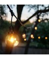 3m LED lichtsnoer met 6 lampen - Ø15cm lampen, E27 fitting, IP65 outdoor, mat zwart, koppelbaar