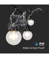 3m LED lichtsnoer met 6 lampen - Ø15cm lampen, E27 fitting, IP65 outdoor, mat zwart, koppelbaar