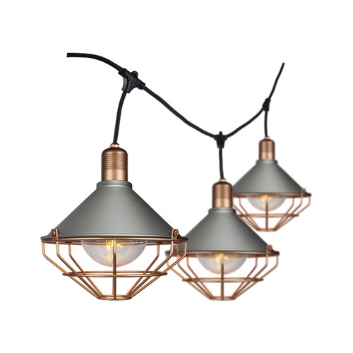 3m LED lichtsnoer met 6x E27 fittingen - Rose goud, IP65, koppelbaar, binnen / buiten