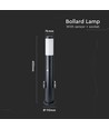 Paaltje lamp - 60 cm, PIR-sensor, Fitting, Roestvrij staal, IP44, Zwart
