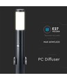 Paaltje lamp - 60 cm, PIR-sensor, Fitting, Roestvrij staal, IP44, Zwart