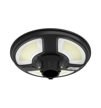 10W Solarlamp voor de tuin met sensor, rond - IP65, 1500-2500lm, koud wit, incl. afstandsbediening en batterij