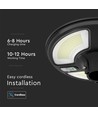 10W Solarlamp voor de tuin met sensor, rond - IP65, 1500-2500lm, koud wit, incl. afstandsbediening en batterij