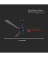 Plafondventilator 65W - brons met RF-bediening, 3 bruine bladen, AC motor (52 inch)