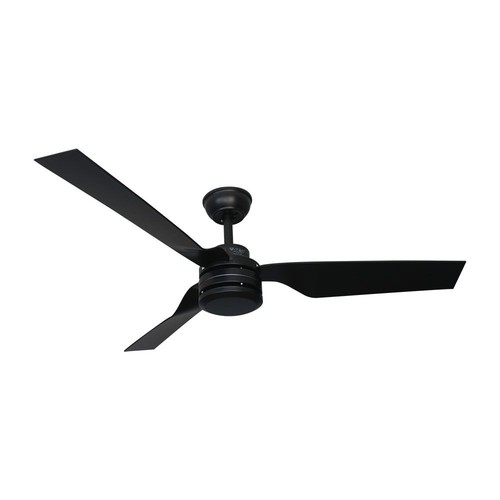 65W plafondventilator - zwart, RF bediening, 3 zwarte bladen, AC motor, 52 inch