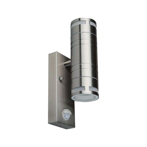 GU10 Wandlamp up/down met sensor - IP44 buiten, roestvrij staal, zonder lichtbron