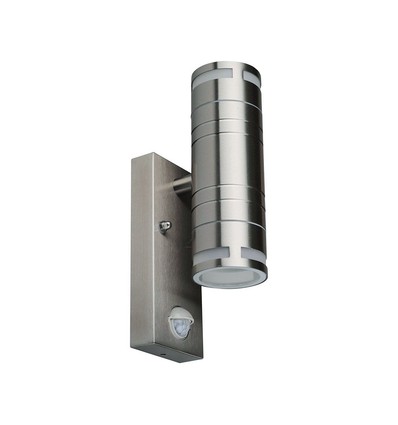 GU10 Wandlamp up/down met sensor - IP44 buiten, roestvrij staal, zonder lichtbron