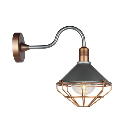 E27 vintage lantaarn wandlamp - IP65, rose gold, ABS+metaal, glas, zonder lichtbron
