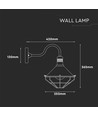 E27 vintage lantaarn wandlamp - IP65, rose gold, ABS+metaal, glas, zonder lichtbron