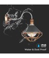 E27 vintage lantaarn wandlamp - IP65, rose gold, ABS+metaal, glas, zonder lichtbron