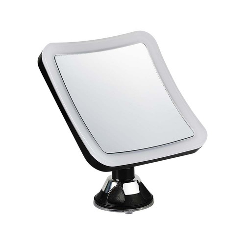 3,2W LED spiegel met 10x vergroting - Batterijgevoed, 360° rotatie, IP44, zwart, zuignap, koud wit