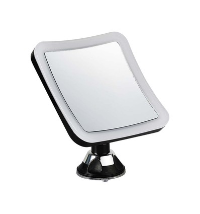 3,2W LED spiegel met 10x vergroting - Batterijgevoed, 360° rotatie, IP44, zwart, zuignap, koud wit