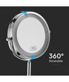 3W LED cosmeticaspiegel met licht - 7 inch, 1X en 3X vergroting, 360° rotatie, batterijgevoed, chroom finish