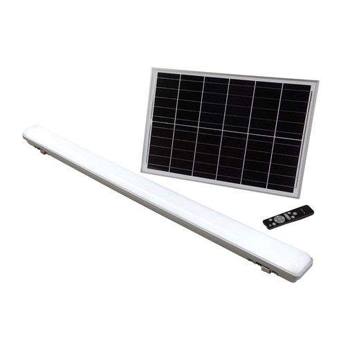 V-Tac 120cm armatuur incl. zonnepaneel - 18W, CCT(3-in-1), sensor, RF afstandsbediening, IP65 buiten